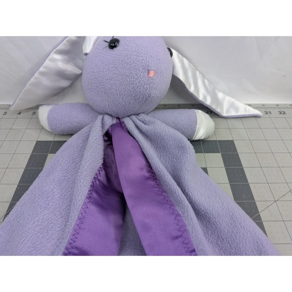 Purple Rabbit Lovey Security Blanket Satin Ears Edge 24 Inch Stuffed Animal Toy